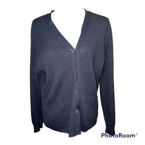 Rodier blue large cardigan wool blend new without tags